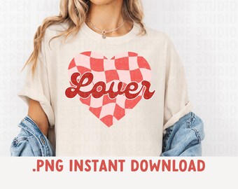 Lover Checker Heart PNG, Valentine T-shirt Design (Digital Download)
