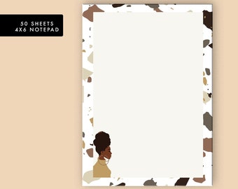 Terrazzo Pattern Notepad | African American Woman, Stationery Gift