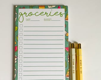 Cute Grocery List Notepad | Meal Planner Stationery