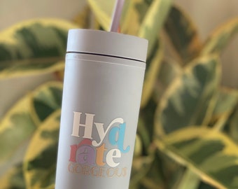 Hydrate Gorgeous Tumbler | Double Walled Insulated, Acrylic Tumbler with Straw