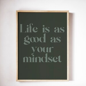 Life is as good as your mindset poster | Home Decor | Inspirational Art | Motivation print | Boss Woman Gift | Earth Tone Decor