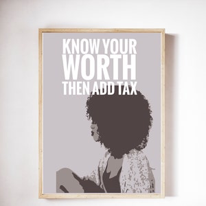 Know Your Worth Home Decor African American Art Interior Design Black Art Boss Woman Gift image 1