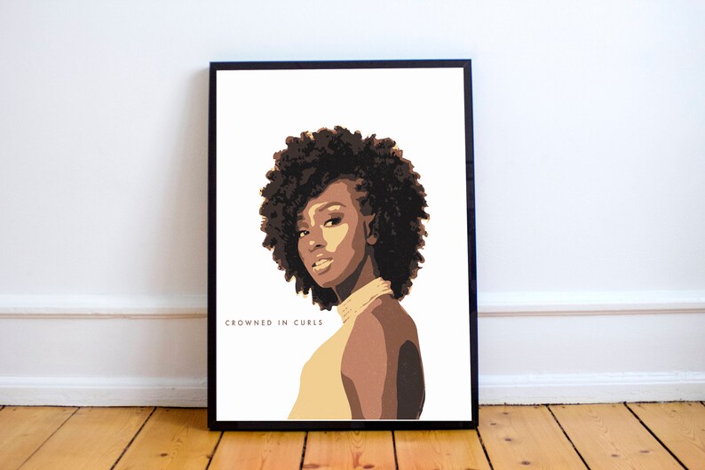 Crowned In Curls Gold Edition African American Art Poster Decor Black Art Boss Woman Gift image 2