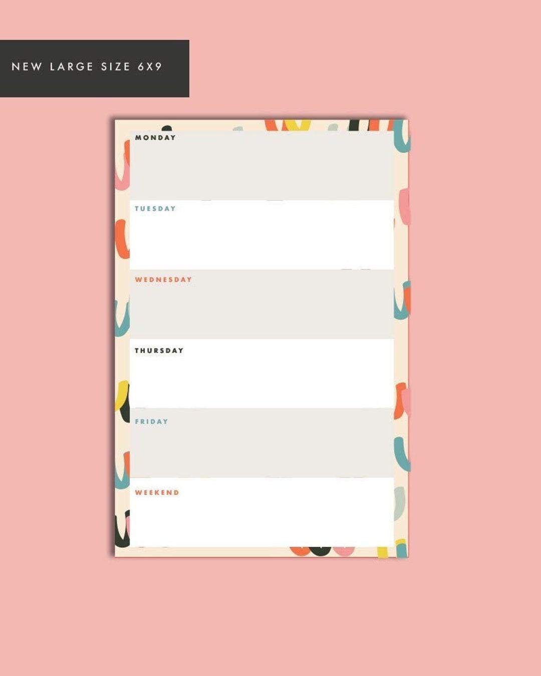 Large Daily Planner Pad Abstract Rainbow Planner Notepad Todo List