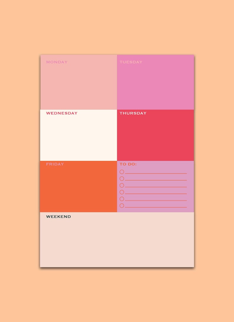 Pastel Weekly Planner Notepad | 5x7 Desk Pad | Minimal Color Block ...