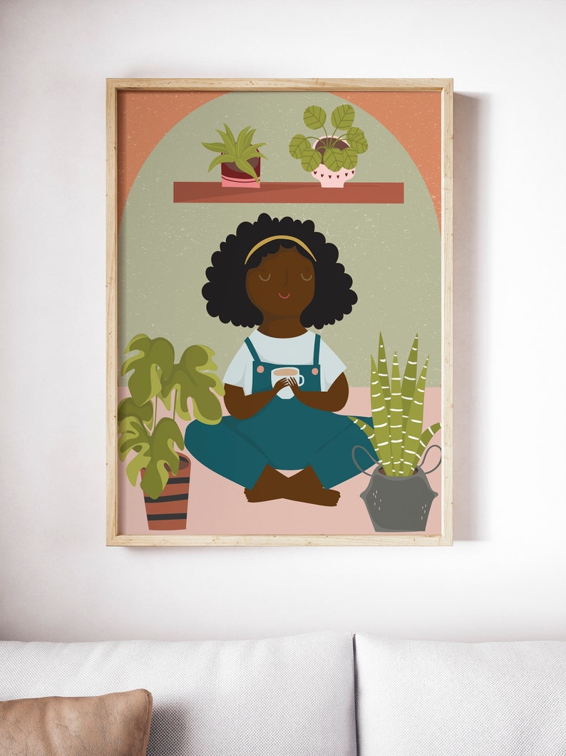 Plant Lady Print Home Decor African American Art Interior Design Black Art Boss Woman Gift image 1