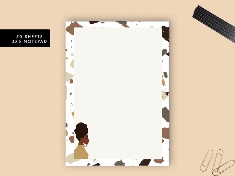 Terrazzo Pattern Blank Notepad Home Decor Stationery gift Organization Pad Teacher Gift African American Notepad image 1