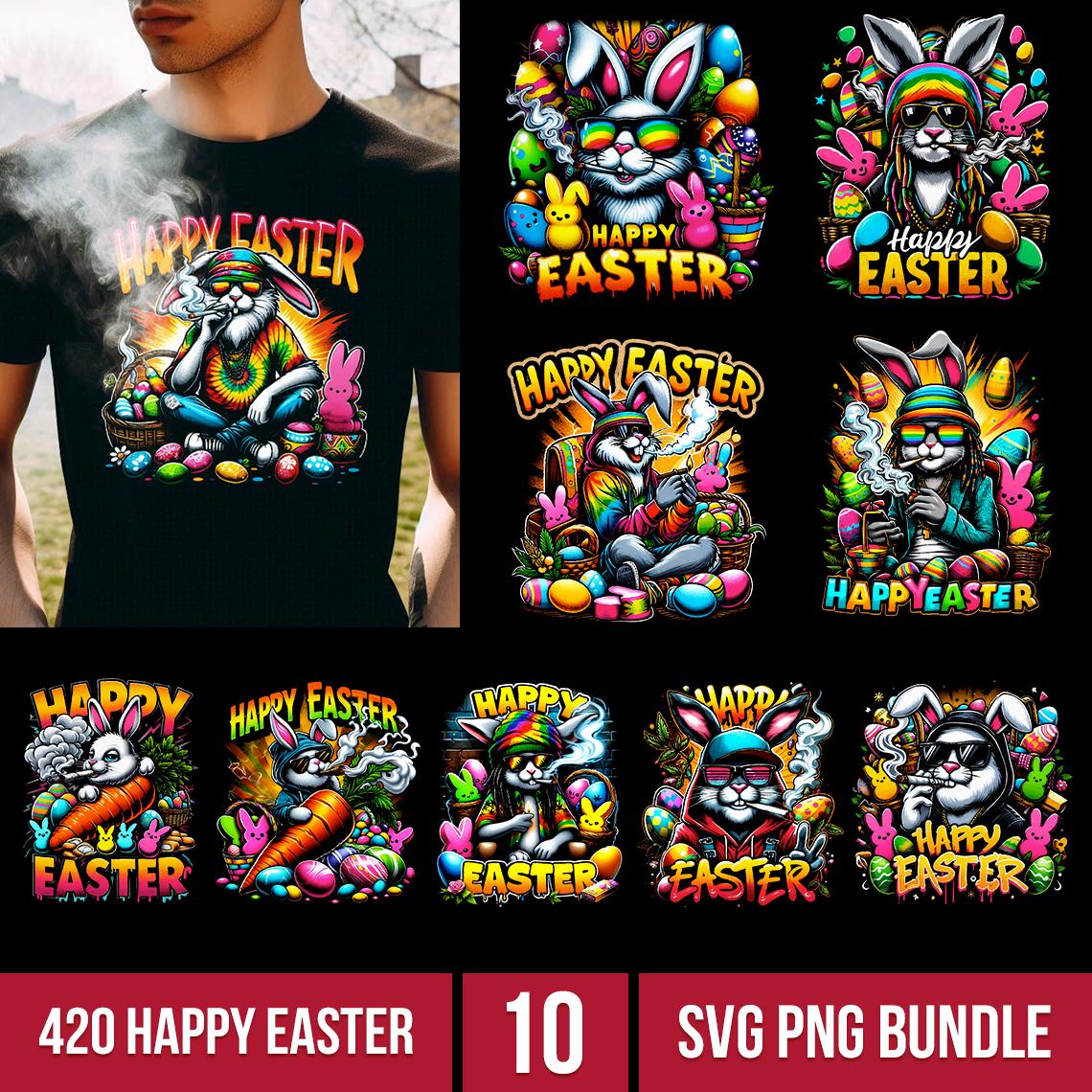 420 Happy Easter - PNG Bundle: DTF, dtg, Halftone, Stoner Bunny Smoker, Cannabis, Unisex, Weed, Easter 2025, Digital file, Instant Download