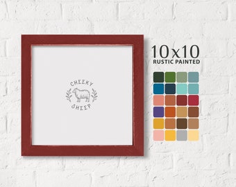 Rustic Painted 10x10 Picture Frame: Handcrafted Distressed Wood