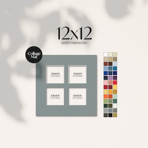 12x12 Collage Matboard for 4x4 Photos, Matboard for 4 Four Photos or Images, Collage style matboard, Choose from a variety of colors!