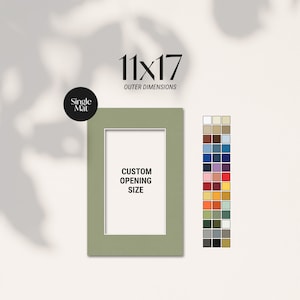 11x17 Custom Cut Single Matboard, Picture Frame Mat, Custom Mat Board, Custom Opening Size, Mat for Photos, 11x17 Frame Mat, Large Mat