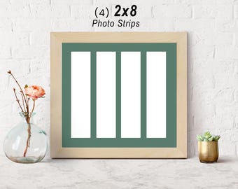 2x8 Photo Booth Strips, 11x10 Wood Frame, (4) 2x8 Photo Strips, Friendship Frame, Keepsakes, Vacation Memories
