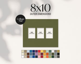 8x10 Collage Matboard for Three Wallet Size Photos, Fits 2.5x3.5 Wallet Photos, Collage Style Matboard, Choose from a variety of Colors!