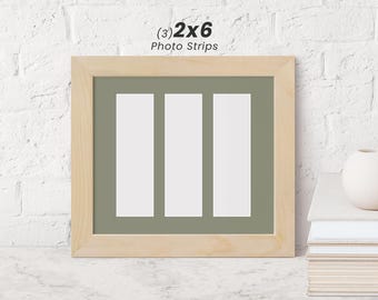 2x6 Photo Booth Strips, 8x9 Wood Frame, Triple Photo Booth Frame, Keepsakes, Birthday Gifts