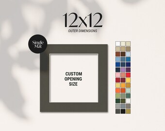 12x12 Custom Cut Single Matboard, Square Photo Mat, Custom Mat, Premium Matboard, Art Matboard, Custom Frame Matting, Square Photo Frame Mat