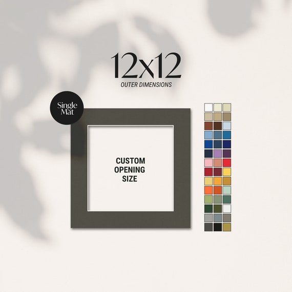 12x12 Custom Cut Single Matboard, Square Photo Mat, Custom Mat, Premium Matboard, Art Matboard, Custom Frame Matting, Square Photo Frame Mat