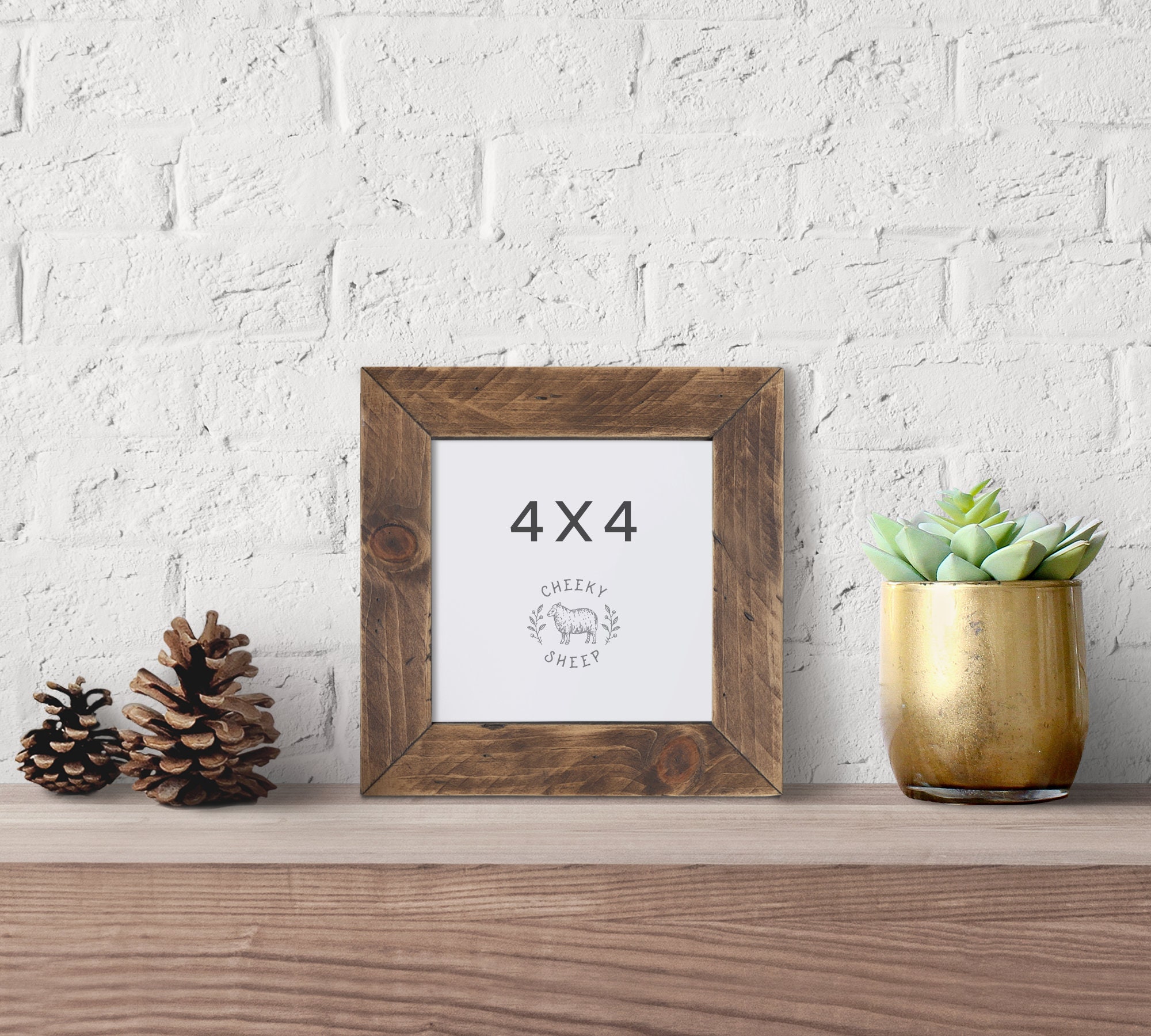 Rustic Farmhouse 4x4 Picture Frame Wood Frame Rustic Wedding Etsy