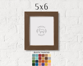 Rustic Painted 5x6 Picture Frame, Small Portraits, Memorabilia Display, Table-top