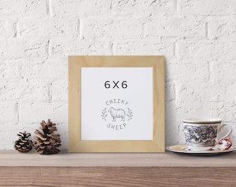 6x6 Wood Picture Frame: Natural Solid Wood Frame. Paintable & Stainable or with a Clear Finish