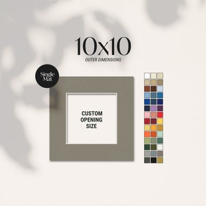10x10 Custom Cut Single Matboard, Square Photo Mat, Custom Mat, Premium Matboard, Custom Frame Matting, Square Photo Frame Mat, Wall Decor
