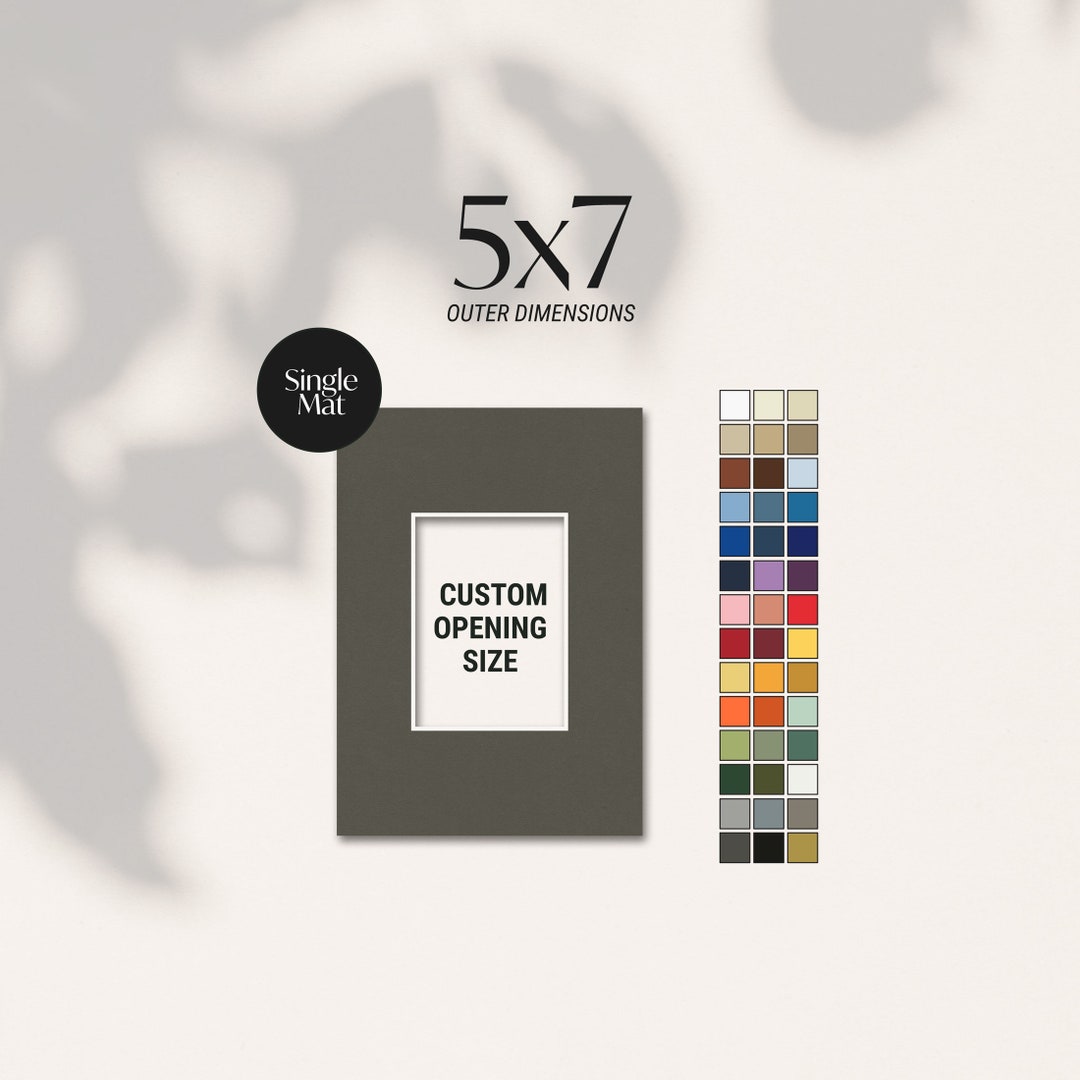 5x7 Custom Cut Single Matboard, Frame Matting, 5x7 Photo Mat, Custom