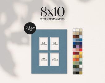 8x10 Collage Matboard for Four Wallet Size Photos, Fits 2.5x3.5 Wallet Photos, Collage Style Matboard, Choose from a variety of Colors!