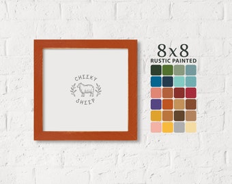 Rustic Painted 8x8 Picture Frame 24 Color Choices Cross Stitch Frame Square Picture Frame Farmhouse Art Frame, Photo Frame,