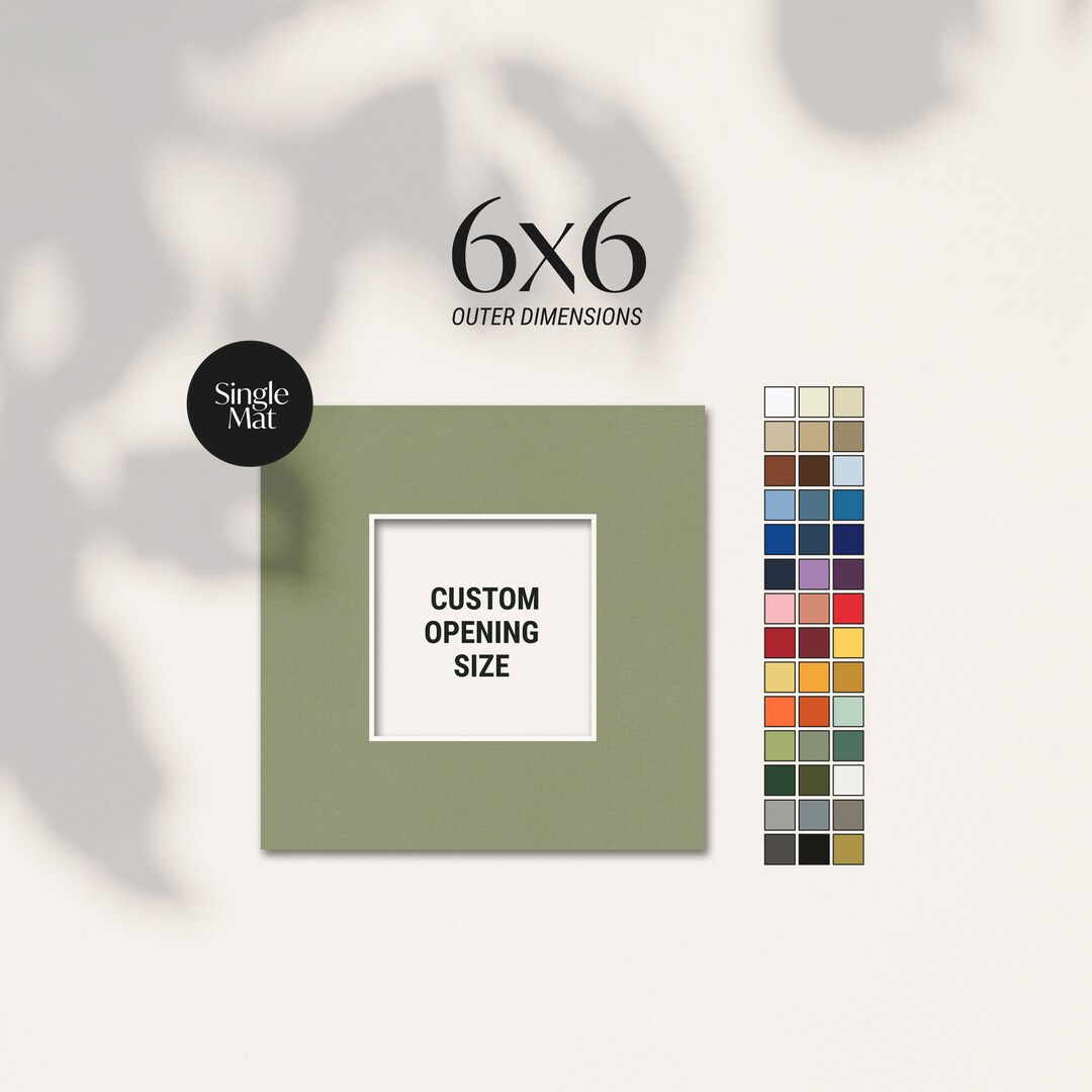 6x6 Custom Cut Single Matboard, Square Photo Mat, Custom Mat Board