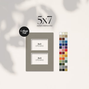 5x7 Collage Matboard for Wallet Size Photos, Two Photo Opening, 5x7 Photo Mat, Small Frame Mat, Frame Matting, Custom Mat for Frame