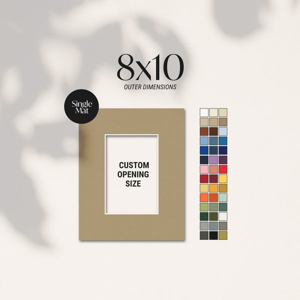 8x10 Custom Cut Single Matboard for 8x10 Frame, Picture Frame Mat, Custom Matting, Wall Art Mat, Photo Mat, Archival Matting