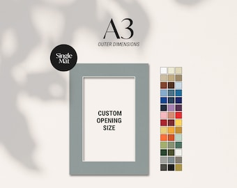 A3 Custom Cut Single Matboard, Frame Mat, Conservation Matboard, Custom Mat Board, A3 Frame Mat, Archival Matting, Customizable Decor