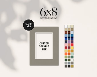 6x8 Custom Cut Single Matboard, Custom Mats, Picture Frame Mat, Mat for Art, Photo Mat, Custom Frame Matting