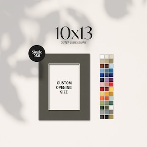 10x13 Custom Cut Single Matboard, Picture Frame Mat, Custom Matting, Wall Art Mat, Photo Mat, Archival Matting