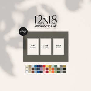 12x18 Collage Matboard for Three 5x7 Photos, Collage Style Matboard fits in 12x18 Frame, Premium Quality Matboard, Your Choice of Mat Color!