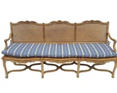 Early 1900 39 s French Louis XV Style Caned Settee Long French Carved Caned Bench French Country Canape French Farmhouse Three Seat Settee