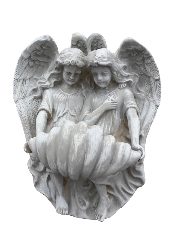 Angel Wall Font French Style Cherub Wall Decor Pair Winged Angels Wall Planter Shabby Cherub Wall Planter