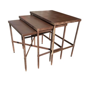 Vintage Industrial Metal Nesting Tables Loft Side Tables   - Set of 3