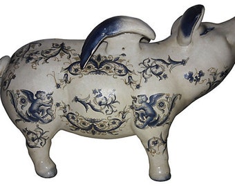 Large Ceramic Paisley Flying Piggy Bank