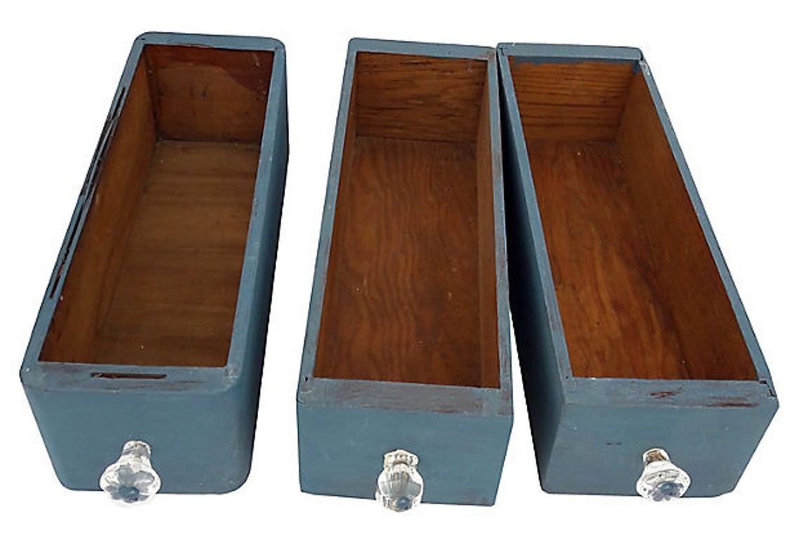 Antique Victorian Wood Bins Shabby Blue Desk Bins Cottage Etsy