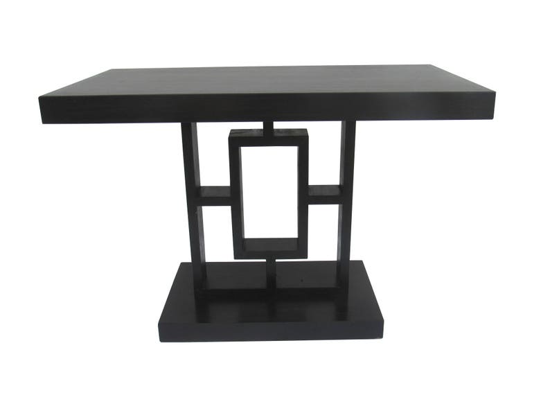Art Deco Ebonized Side Table Black Geometric Coffee Oak Accent Arts And Crafts Mcm