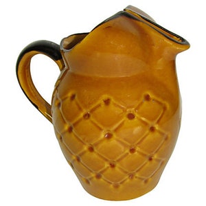 Vintage French Faience  Provençal Rustic Farmhouse Goldenrod Pitcher/Carafe