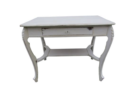 Vintage French White Desk Cottage Distressed Desk Shabby Etsy