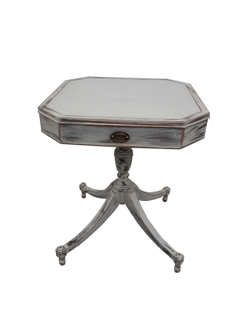 Antique Mahogany Side Table Gustavian Style Gray Distressed Accant Cottage Shabby Painted Night Paris Apartment
