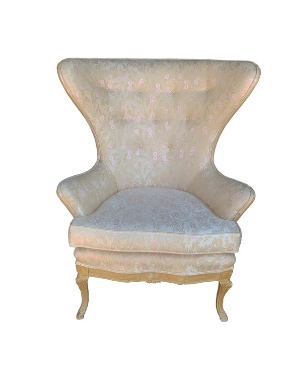 Vintage Butterfly Pale Pastel Upholstered Wingback Chair Etsy