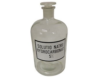 Large Antique French Apothecary Bottle 2 Liter French Pharmacy Bottle Hand Painted Rustic French Chemical Bottle