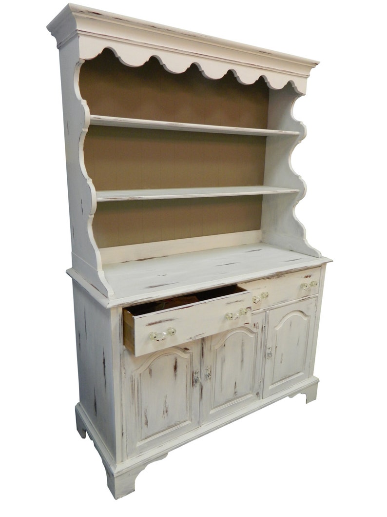 Shabby Painted Hutch Mid Century Painted Hutch Vintage White Etsy