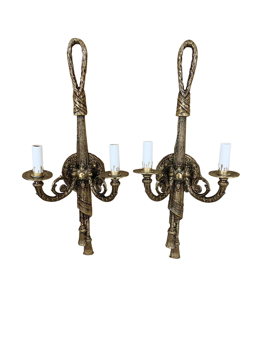 Pair of Spanish French Tassel and Rope Painated 2 Light Brass Etsy