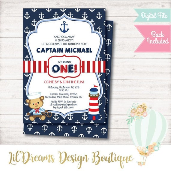 Nautique Invitation Danniversaire Anniversaire Marin Etsy