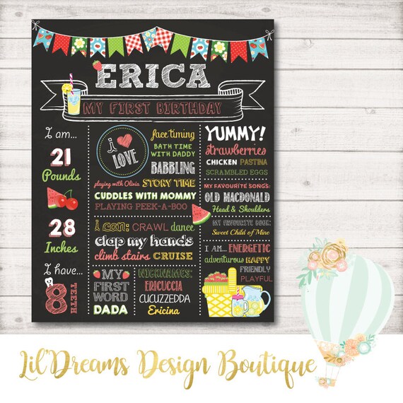 Tableau De Pique Nique Premier Anniversaire Signe De Tableau Etsy