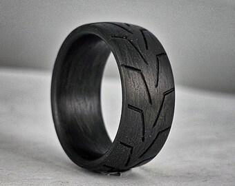 Carbon Fiber Tread Ring: Sturgis 12mm Biker Wedding Band